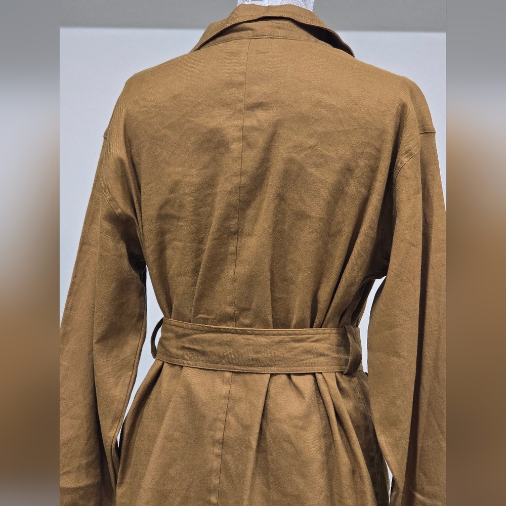 Halston Linen Blend Button Down Belted Shacket Sz L - Picture 5 of 12